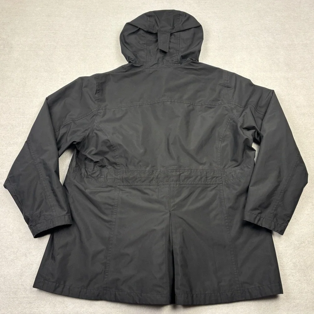 LL Bean Rain Jacket Womens 1X Black H2OFF Hooded Parka Windbreaker Coat 287460